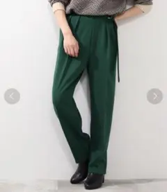 DRESKIP リングベルト付き テーパードパンツ Lサイズ ダークグリーン