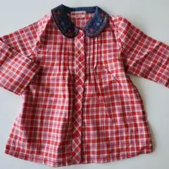 極美品！ミキハウス 赤チェック 長袖シャツ 110