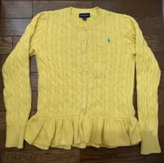 【極美品】ラルフローレン　ケーブルニット　ペプラムカーディガン　イエロー