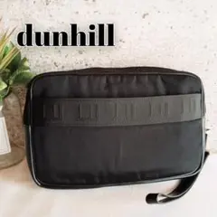 良品 ダンヒル レザー キャンバス クラッチバッグ 鞄 黒 レディース メンズ