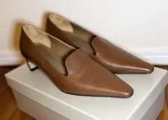 【美品】odette e odile スクエアトゥパンプス ブラウン 22.5