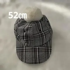 チェック柄ファー付きキャップ★52㎝