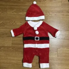 サンタクロース風ロンパース 60〜70 帽子付き