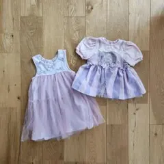 80 90 ラプンツェル 半袖 ワンピース ドレス チュール 女の子 ディズニー