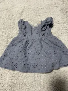 刺繍入りグレーAラインワンピース 80