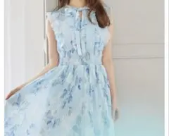 tocco closet リボンシャーリングプリーツ水彩フラワーワンピース