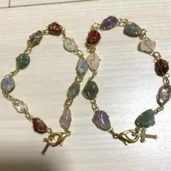 カラーストーン　天然石　ブレスレット　2個セット