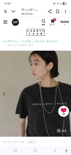 LOWRYS FARM【ローリーズファーム】ヴィンテージT　サイズ→F