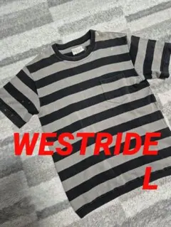 WESTRIDE ウエストライド　ニットボーダー 黒色✕灰色　ポケットTEEのサムネイル