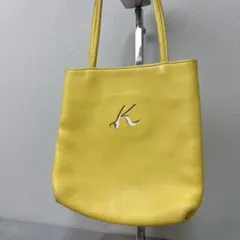 キタムラ ハンドバッグ トートバッグ イエロー チェック Kロゴ