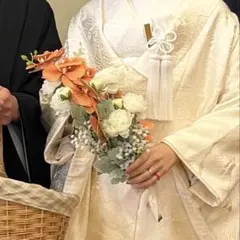 ウェディングブーケ オレンジとホワイトの造花
