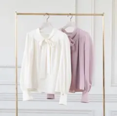 Herlipto Bow-Tie Twill Blouse rose Mサイズのサムネイル