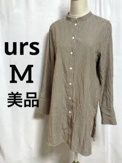 urs M 美品 ストライプ ボタン付き 長袖ワンピース