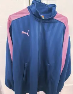 PUMA ストライプジャージ S-M ネイビー/ピンク