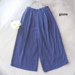 グローブ grove ガウチョパンツ ワイドパンツ ウエストゴム 楽ちん 青 L