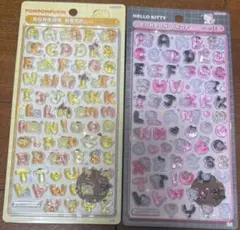 ポムポムプリン　ハローキティ アルファベットシールボンボンドロップシール　文字