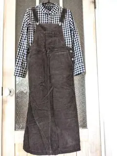 ＊グリーンレーベルリラクシング＊サロペットスカート　ダークブラウン　フリーサイズ