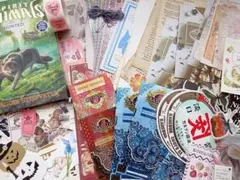 紙モノ 大量セット 洋書 ジャンクジャーナル シール コラージュ 素材紙 海外含
