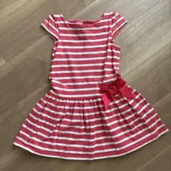 PETIT BATEAU 赤白ストライプ ノースリーブワンピース 4歳