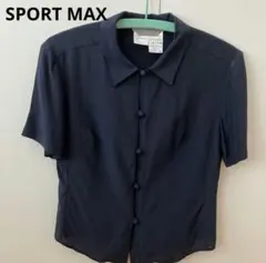 Max Mara Sportmax シルク100 紺 イタリア製 半袖ブラウスのサムネイル