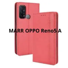 MARR OPPO Reno5 A 手帳型ケース レッド シンプル レザー
