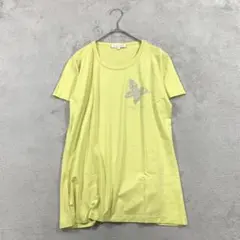 セリーヌ ラインストーン バタフライ ロゴ 半袖Tシャツ イエロー L