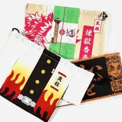 鬼滅の刃 羽織り風 巾着袋 手ぬぐい タオル 炎柱 煉獄杏寿郎 セット