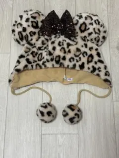 ディズニーファンキャップ ミニー ヒョウ柄 ブラウン