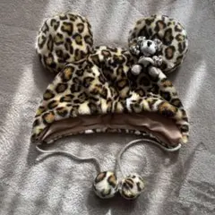 ディズニー　ミニーちゃん　ファンキャップ　ヒョウ柄