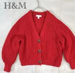 H&M 赤 ニットカーディガン
