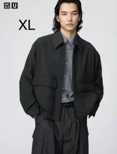 【新品】UNIQLO U ショートブルゾン ブラック XL