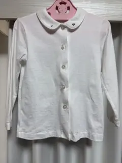 familiar 長袖ブラウス100cm 襟付き 白 シャツ 花