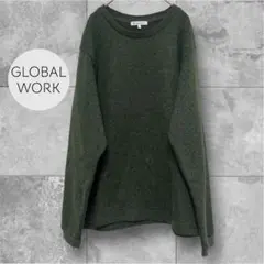 【グローバルワーク】長袖カットソー 裏起毛　カーキ Lサイズ