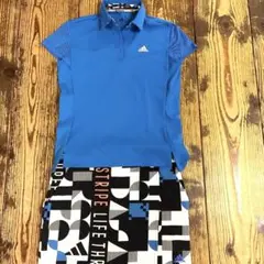 adidas レディースゴルフ　メッシュスリーブポロとショートパンツセット