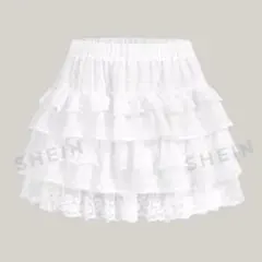 y2k フリルレースミニスカート 白