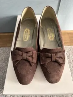 YOSHINOYAブラウンスエードリボン パンプス23センチヨシノヤ