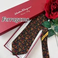 RN44 新品 미사용 フェラガモ ボタニカル柄 イタリア製 ネクタイ メンズ