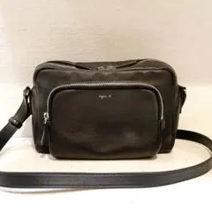 【美品】agnes b. angele レザー　ショルダーバッグ 黒のサムネイル