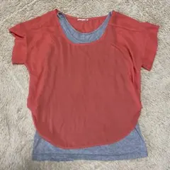 【美品】シースルーカットソー&タンクトップセット　オレンジ　グレー