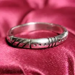 ビンテージ ドットとラインのシルバーリング 925 約11.5号