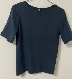 UNIQLO リブクルーネックT 半袖 ネイビー