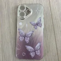 バタフライデザイン iPhone17用ソフトケース パープルのサムネイル