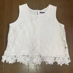 INGNI ノースリーブ ホワイト 花柄レース Mサイズタンクトップ