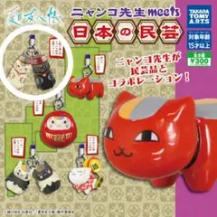 ニャンコ先生 meets 日本の民芸 カプセルトイ　木彫り風人形