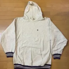 オートミール パープル リブライン チャンピオン リバースウィーブ パーカー