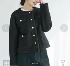 【Lサイズ】coca金ボタンボアジャケット ブラック