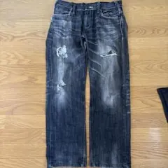 【古着 デニム】ラッシュアワー Rush hour ダメージブラックデニム M