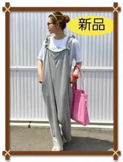 肩紐フリルが可愛い❣️ゆったり楽々フリルサロペット　グレー