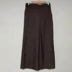 オペークドットクリップ ワイドパンツ 38 Mサイズ ブラウン　茶色　チェック柄