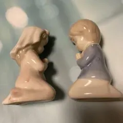 祈る子供たち 陶器製置物 2体セット、クリスマス、チャーチ